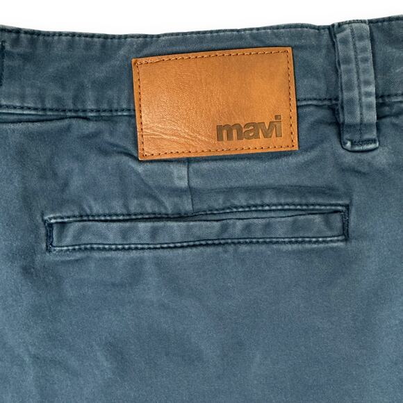 Mavi Men's Simon Blue Cotton Chino Flat Front 9" Shorts Casual Summer Size 36 - Picture 4 of 6